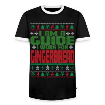 Tourguide Christmas quote - Men's Ringer Shirt - black/white - Front - AI Model Female 172 light (172cm) & AI Model Male 178 light (178cm)