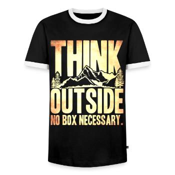 Think Outside No Necessary - Men's Ringer Shirt - black/white - Front - AI Model Female 172 light (172cm) & AI Model Male 178 light (178cm)