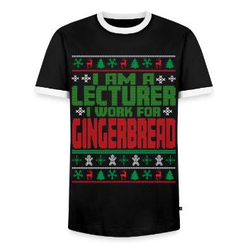 Conférencier Dicton de Noël - T-shirt contrasté Homme - noir/blanc - Devant - AI Model Female 172 light (172cm) & AI Model Male 178 light (178cm)