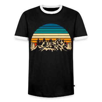 Wildlife Trees Outdoors Nature Retro Forest - Men's Ringer Shirt - black/white - Front - AI Model Female 172 light (172cm) & AI Model Male 178 light (178cm)