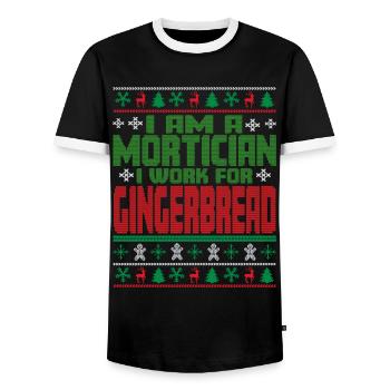 Undertaker Christmas Saying - Men's Ringer Shirt - black/white - Front - AI Model Female 172 light (172cm) & AI Model Male 178 light (178cm)