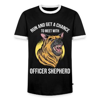 Policier Chien policier - T-shirt contrasté Homme - noir/blanc - Devant - AI Model Female 172 light (172cm) & AI Model Male 178 light (178cm)