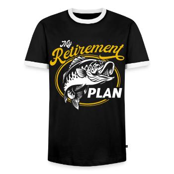 Pêcher mon plan pour la retraite - T-shirt contrasté Homme - noir/blanc - Devant - AI Model Female 172 light (172cm) & AI Model Male 178 light (178cm)
