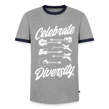 Celebrate Diversity - Men's Ringer Shirt - grey/navy  - Front - AI Model Female 172 light (172cm) & AI Model Male 178 light (178cm)