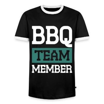 Bbq Team - Männer Kontrast-T-Shirt - Schwarz/Weiß - Vorne - AI Model Female 172 light (172cm) & AI Model Male 178 light (178cm)