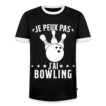 Je Peux Pas J'ai Bowling - T-shirt contrasté Homme - noir/blanc - Devant - AI Model Female 172 light (172cm) & AI Model Male 178 light (178cm)