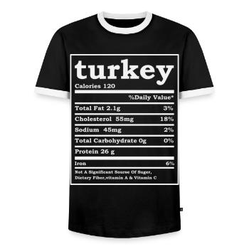 Turquie Faits nutritionnels Costume de Thanksgiving - T-shirt contrasté Homme - noir/blanc - Devant - AI Model Female 172 light (172cm) & AI Model Male 178 light (178cm)