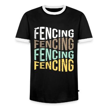 Fechten - Männer Kontrast-T-Shirt - Schwarz/Weiß - Vorne - AI Model Female 172 light (172cm) & AI Model Male 178 light (178cm)