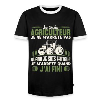 Je suis agriculteur je ne m'arrête pas agriculteur - T-shirt contrasté Homme - noir/blanc - Devant - AI Model Female 172 light (172cm) & AI Model Male 178 light (178cm)