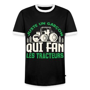 Juste un garçon qui fan Les Tracteurs. Agriculteur - T-shirt contrasté Homme - noir/blanc - Devant - AI Model Female 172 light (172cm) & AI Model Male 178 light (178cm)