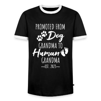 From Dog Grandma to Human Grandma, Hundeoma - Men's Ringer Shirt - black/white - Front - AI Model Female 172 light (172cm) & AI Model Male 178 light (178cm)