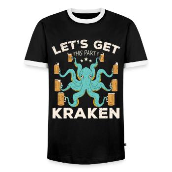 Octopus Octopus Sea Tentacle Octopus Octopus Octopus - Men's Ringer Shirt - black/white - Front - AI Model Female 172 light (172cm) & AI Model Male 178 light (178cm)