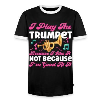 Trumpet Player I Play The Trumpet - Men's Ringer Shirt - black/white - Front - AI Model Female 172 light (172cm) & AI Model Male 178 light (178cm)