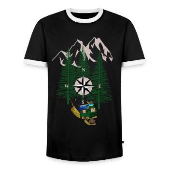 Holiday Family Holiday Leisure Family Schnecke - Men's Ringer Shirt - black/white - Front - AI Model Female 172 light (172cm) & AI Model Male 178 light (178cm)