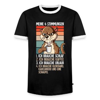 Meine 4 Stimmungen Kaffee Otter - Männer Kontrast-T-Shirt - Schwarz/Weiß - Vorne - AI Model Female 172 light (172cm) & AI Model Male 178 light (178cm)