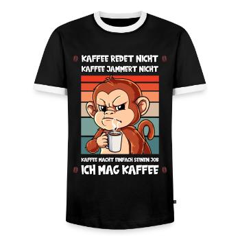 Kaffee Redet Nicht Kaffee Jammert Nicht Affe - Männer Kontrast-T-Shirt - Schwarz/Weiß - Vorne - AI Model Female 172 light (172cm) & AI Model Male 178 light (178cm)