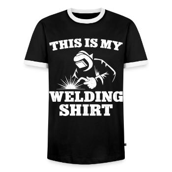 Soudeur Soudeur Vintage C’est mon - T-shirt contrasté Homme - noir/blanc - Devant - AI Model Female 172 light (172cm) & AI Model Male 178 light (178cm)