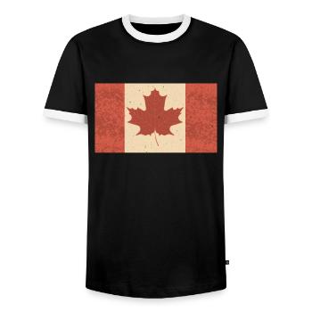 Canada Flag Canadian Nationality Pride - Men's Ringer Shirt - black/white - Front - AI Model Female 172 light (172cm) & AI Model Male 178 light (178cm)