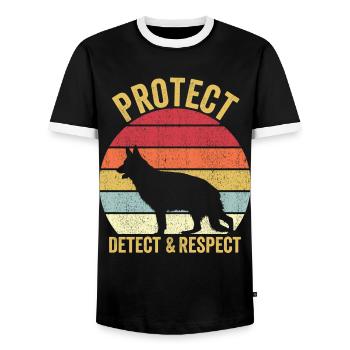 Policier Chien Police Vintage - T-shirt contrasté Homme - noir/blanc - Devant - AI Model Female 172 light (172cm) & AI Model Male 178 light (178cm)
