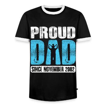 Proud Dad Since November 2002 - Men's Ringer Shirt - black/white - Front - AI Model Female 172 light (172cm) & AI Model Male 178 light (178cm)