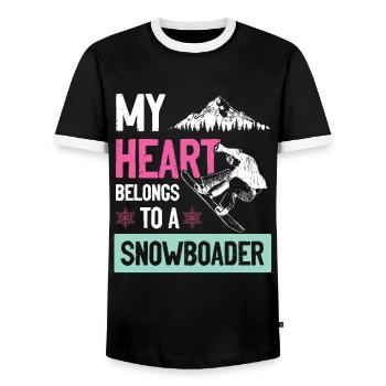 mein herz gehört ein snowboarder - Männer Kontrast-T-Shirt - Schwarz/Weiß - Vorne - AI Model Female 172 light (172cm) & AI Model Male 178 light (178cm)