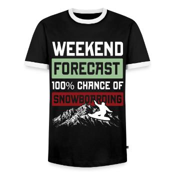 Week-end de snowboard - T-shirt contrasté Homme - noir/blanc - Devant - AI Model Female 172 light (172cm) & AI Model Male 178 light (178cm)