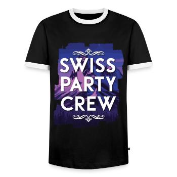 Equipage de fête suisse - T-shirt contrasté Homme - noir/blanc - Devant - AI Model Female 172 light (172cm) & AI Model Male 178 light (178cm)