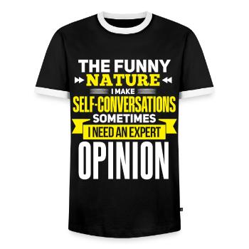Of course, I talk to myself - Men's Ringer Shirt - black/white - Front - AI Model Female 172 light (172cm) & AI Model Male 178 light (178cm)