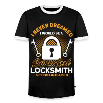 Locksmith Lock Picking Employee Locksmith - Men's Ringer Shirt - black/white - Front - AI Model Female 172 light (172cm) & AI Model Male 178 light (178cm)
