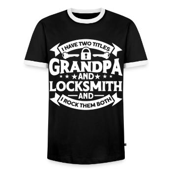 Locksmith Lock Picking Employee Locksmith - Men's Ringer Shirt - black/white - Front - AI Model Female 172 light (172cm) & AI Model Male 178 light (178cm)