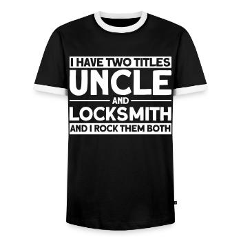Locksmith Lock Picking Employee Locksmith - Men's Ringer Shirt - black/white - Front - AI Model Female 172 light (172cm) & AI Model Male 178 light (178cm)