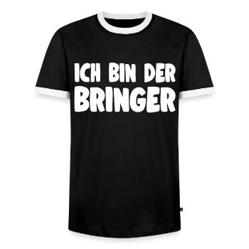 Ich Bin Der Bringer - Lustiger Männer Spruch - Männer Kontrast-T-Shirt - Schwarz/Weiß - Vorne - AI Model Female 172 light (172cm) & AI Model Male 178 light (178cm)