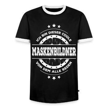Maskenbildner Geburtstag Filmkunst Geschenk - Männer Kontrast-T-Shirt - Schwarz/Weiß - Vorne - AI Model Female 172 light (172cm) & AI Model Male 178 light (178cm)