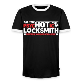Locksmith Lock Picking Employee Locksmith - Men's Ringer Shirt - black/white - Front - AI Model Female 172 light (172cm) & AI Model Male 178 light (178cm)