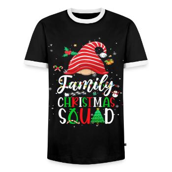 Gnome Family Christmas Squad Funny Xmas Holiday - Men's Ringer Shirt - black/white - Front - AI Model Female 172 light (172cm) & AI Model Male 178 light (178cm)