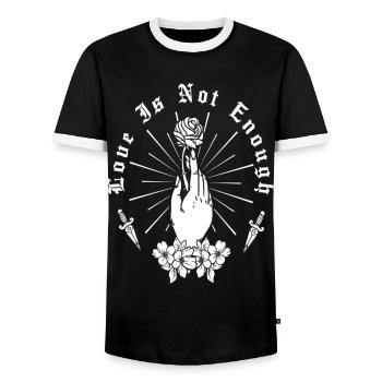 Love Is Not Enough Rose Hand And Dagger - Männer Kontrast-T-Shirt - Schwarz/Weiß - Vorne - AI Model Female 172 light (172cm) & AI Model Male 178 light (178cm)