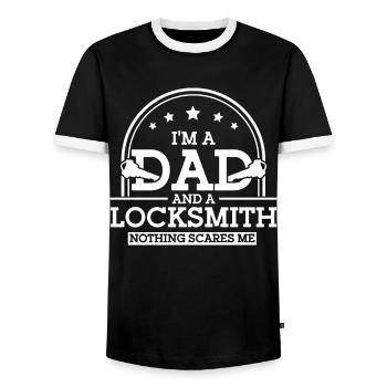 Locksmith Lock Picking Employee Locksmith - Men's Ringer Shirt - black/white - Front - AI Model Female 172 light (172cm) & AI Model Male 178 light (178cm)