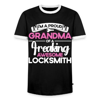 Locksmith Lock Picking Employee Locksmith - Men's Ringer Shirt - black/white - Front - AI Model Female 172 light (172cm) & AI Model Male 178 light (178cm)