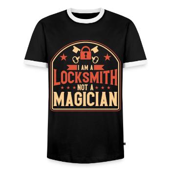 Locksmith Lock Picking Employee Locksmith - Men's Ringer Shirt - black/white - Front - AI Model Female 172 light (172cm) & AI Model Male 178 light (178cm)