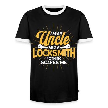 Locksmith Lock Picking Employee Locksmith - Men's Ringer Shirt - black/white - Front - AI Model Female 172 light (172cm) & AI Model Male 178 light (178cm)