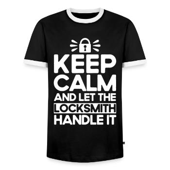 Locksmith Lock Picking Employee Locksmith - Men's Ringer Shirt - black/white - Front - AI Model Female 172 light (172cm) & AI Model Male 178 light (178cm)