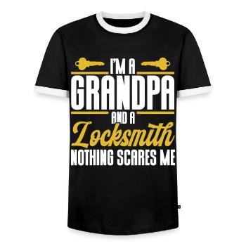 Locksmith Lock Picking Employee Locksmith - Men's Ringer Shirt - black/white - Front - AI Model Female 172 light (172cm) & AI Model Male 178 light (178cm)