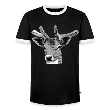 Deer Forest Animal Design - Men's Ringer Shirt - black/white - Front - AI Model Female 172 light (172cm) & AI Model Male 178 light (178cm)