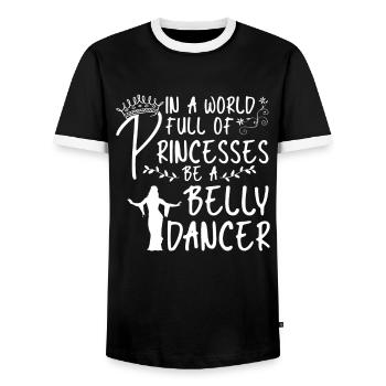 Danse du ventre Danseuse du ventre Danse Danseur Cadeau - T-shirt contrasté Homme - noir/blanc - Devant - AI Model Female 172 light (172cm) & AI Model Male 178 light (178cm)
