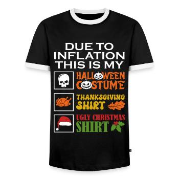 En raison de l’inflation, c’est mon Halloween, - T-shirt contrasté Homme - noir/blanc - Devant - AI Model Female 172 light (172cm) & AI Model Male 178 light (178cm)