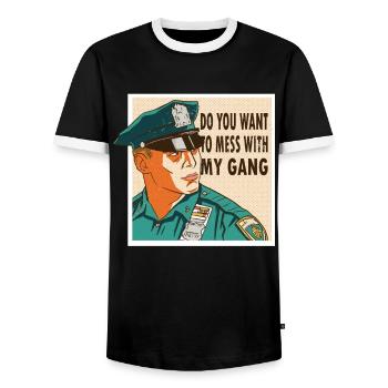 Policier Voulez-vous jouer avec ma police de gang - T-shirt contrasté Homme - noir/blanc - Devant - AI Model Female 172 light (172cm) & AI Model Male 178 light (178cm)