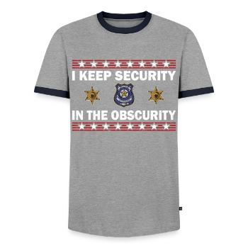 Policeman I Keep Security In The Obscurity Police - Men's Ringer Shirt - grey/navy  - Front - AI Model Female 172 light (172cm) & AI Model Male 178 light (178cm)