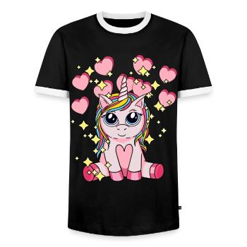 Licorne Hearty Mythical Animal Enfants Stardust - T-shirt contrasté Homme - noir/blanc - Devant - AI Model Female 172 light (172cm) & AI Model Male 178 light (178cm)
