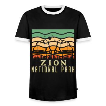 Zion National Park Utah Wandern Camping Outdoor - Männer Kontrast-T-Shirt - Schwarz/Weiß - Vorne - AI Model Female 172 light (172cm) & AI Model Male 178 light (178cm)