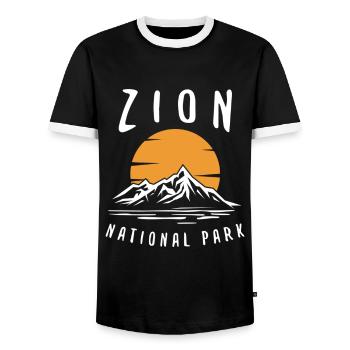 Zion National Park Utah Wandern Camping Outdoor - Männer Kontrast-T-Shirt - Schwarz/Weiß - Vorne - AI Model Female 172 light (172cm) & AI Model Male 178 light (178cm)